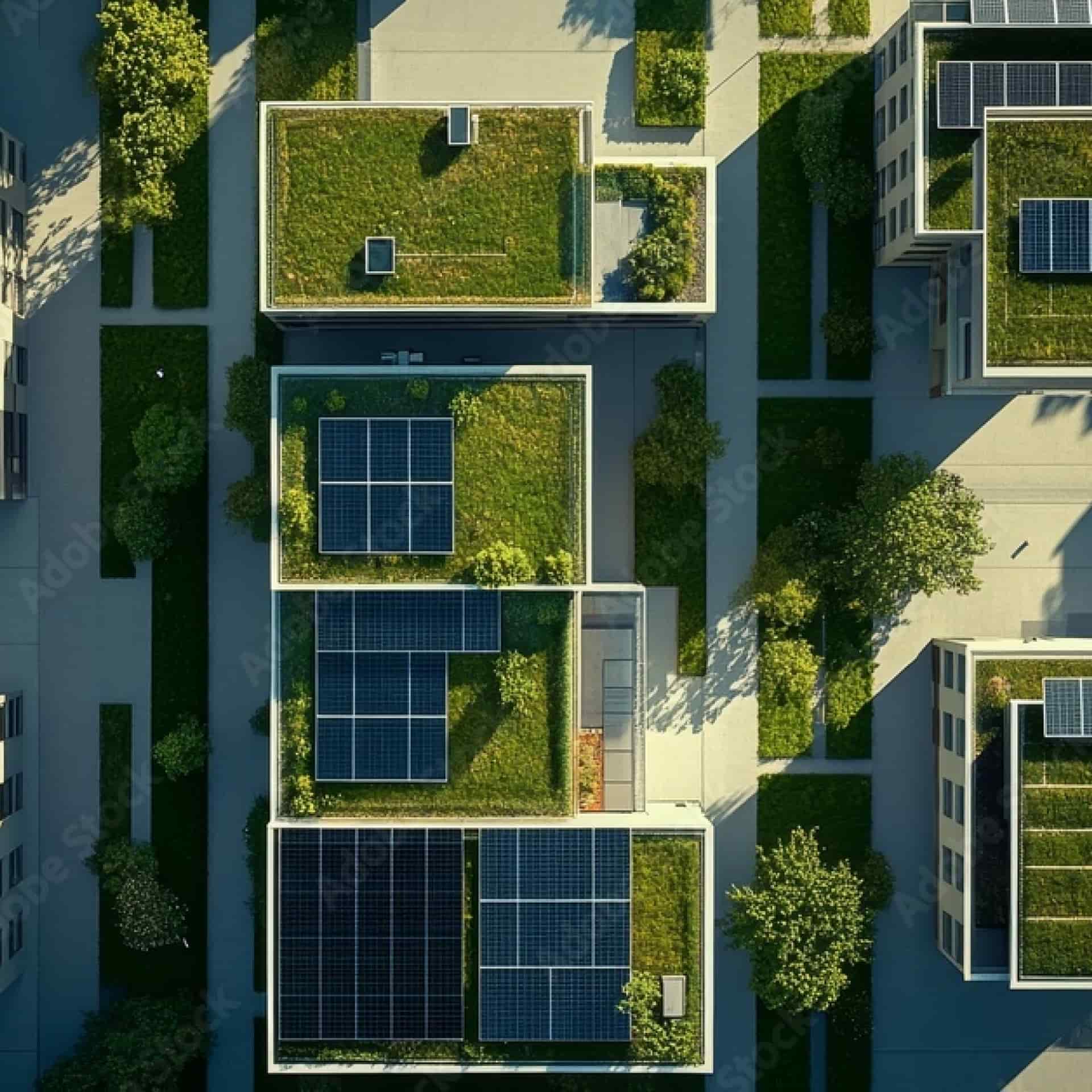  Green roofs at an apartment complex
