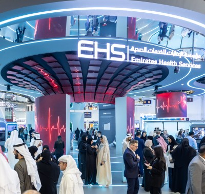  Emirates Health Service stand at a WHX Exhibition